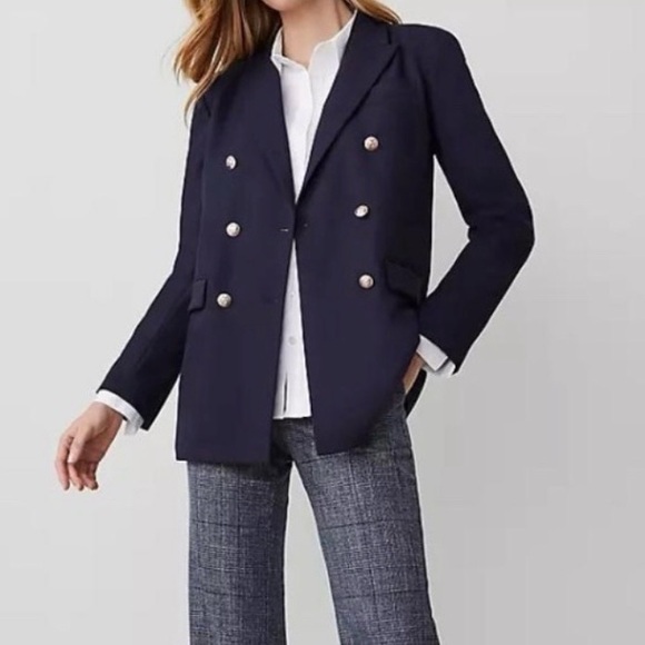 Ann Taylor Jackets & Blazers - NWT Ann Taylor 00P Petite Navy Modern Blazer Double Breasted